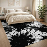 Black White Ink Splatter Feather Area Rug