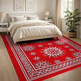 Red Snowflake Persian Traditional Persian Area Rug
