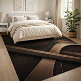Bronze Layered Geometric Area Rug