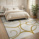 Abstract Area Gold and Silver Golden Swirl Abstract Area Rug