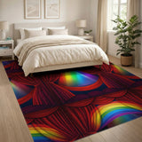 Red Rainbow Curtain Stage Area Rug