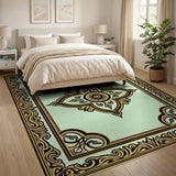 Ornate Mint Green Mandala Area Rug