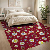 Cheerful Daisy Meadow Floral Area Rug