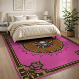 Ornate Pink Spider Medallion Area Rug