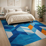 Geometric Modern Blue Geometric Triangle Area Rug