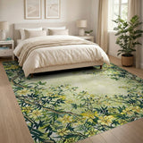 Yellow Floral Vine Frame Rug