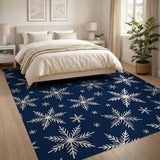 Blue and Teal Navy Snowflake Pattern Area Rug