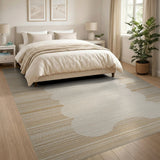Beige Abstract Cloud Striped Area Rug