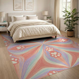 Pink Paw Print Geometric Area Rug