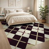 Maroon Diamond Geometric Area Rug