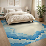 Dreamy Layered Blue Clouds Area Rug