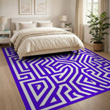 Purple Purple Maze Labyrinth Geometric Area Rug