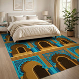 Teal Moroccan Arched Facade Rug