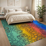 Vintage Compass Cobblestone Washable Area Rug