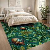 Golden Scarab Beetle Leaf Area Rug