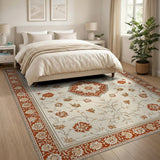 Red Floral Medallion Traditional Area Rug