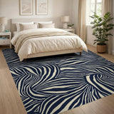 Black White Swirling Zebra Area Rug