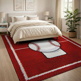 Red Baseball Diamond Area Rug