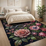 Ornate Pink Roses Tulips Infinity Rug