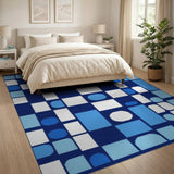 Blue and Teal Modern Blue Mosaic Geometric Area Rug