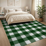 Green White Checkered Rustic Farmhouse Rug