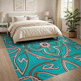 Mandala Blue and Teal Mandala Persian Area Rug