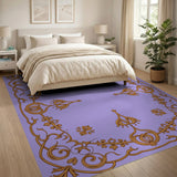 Purple Purple Ornate Persian Border Area Rug