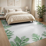 Lush Green Fern Leaf Border Rug