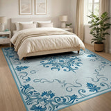 Ornate Blue Persian Medallion Area Rug
