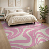 Pink Pink Wave Abstract Area Rug