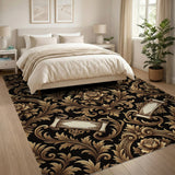 Black Gold Baroque Ornamental Area Rug