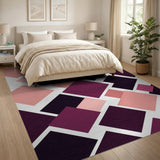 Pink Purple Geometric Diamond Overlap Area Rug