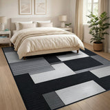 Bold Black and White Bold Black White Geometric Abstract Rug