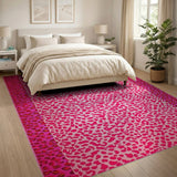 Boho Chic Vibrant Pink Leopard Print Area Rug