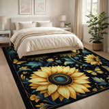 Golden Sunflowers Butterflies Area Rug