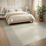 Neutral Beige Bordered Cream Woven Area Rug