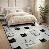 Cute Black White Cartoon Cats Area Rug
