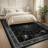 ODIKA Gothic Spider Web Washable Area Rug - Non-Slip Low Pile Spooky Home Decor