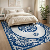 Elegant Blue Lotus Persian Area Rug