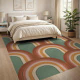 Retro Earth Tone Arch Area Rug