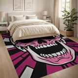 Bold Pink Cracked Skull Area Rug