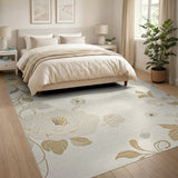 Ivory Peony Floral Area Rug