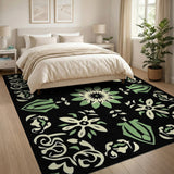 Traditional Persian Green Ornate Green Floral Persian Area Rug