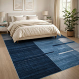Modern Navy Blue Geometric Abstract Area Rug