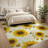 Floral Vintage Yellow Vibrant Yellow Sunflower Floral Area Rug