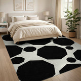 Geometric Black Hexagon Area Rug