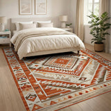 Brown and Tan Southwestern Southwestern Geometric Diamond Area Rug