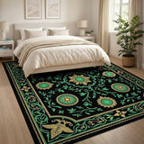 Green Emerald Green Gold Floral Persian Rug