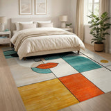 Teal Geometric Face Area Rug