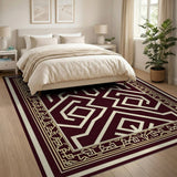 Maroon Geometric Heritage Tribal Rug